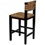 7_Mahogany Wood & Natural Woven Seagrass Rope Counter Height Stool with Back more views