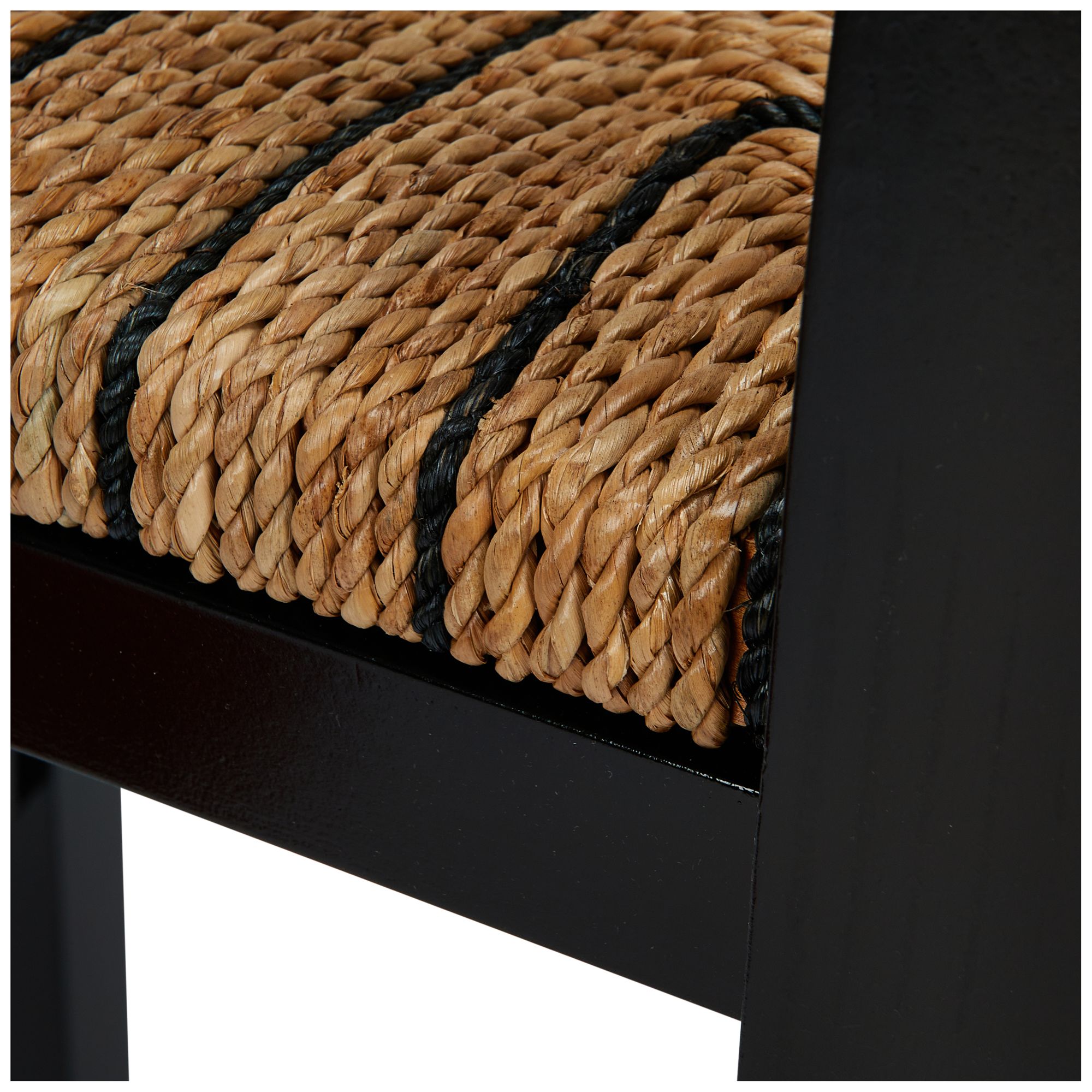 Mahogany Wood & Natural Woven Seagrass Rope Counter Height Stool with Back