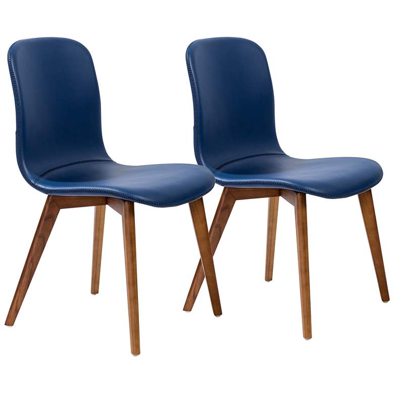 Image 1 Mai Blue Leatherette Side Chairs Set of 2