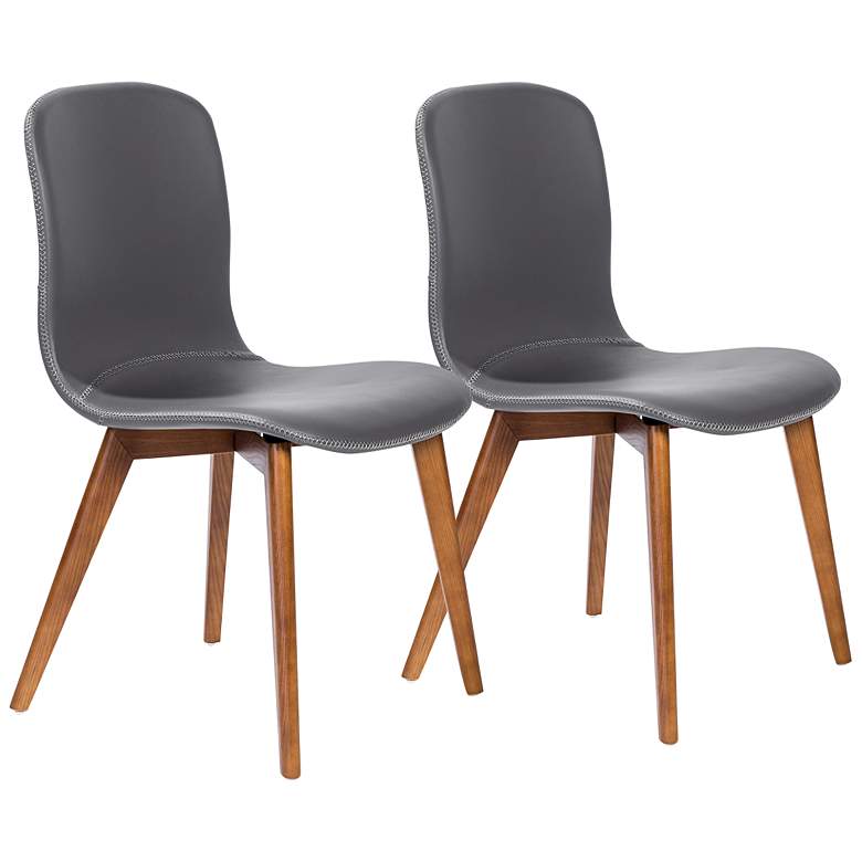 Image 1 Mai Gray Leatherette Side Chairs Set of 2