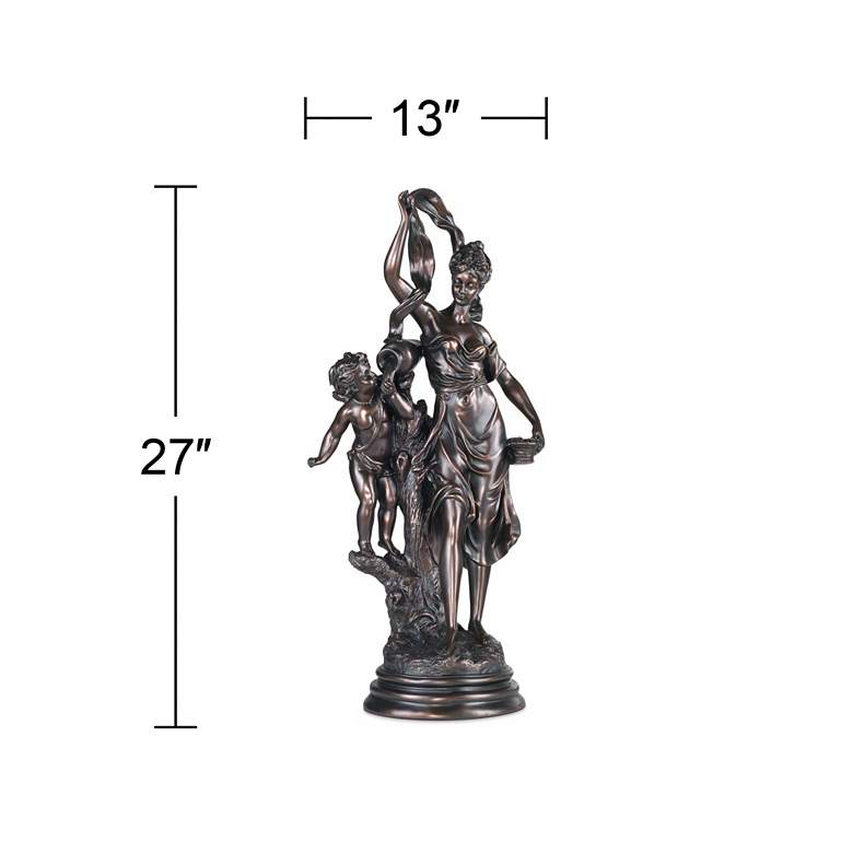 Image 4 Maiden and Cupid 27" High Accent Sculpture more views