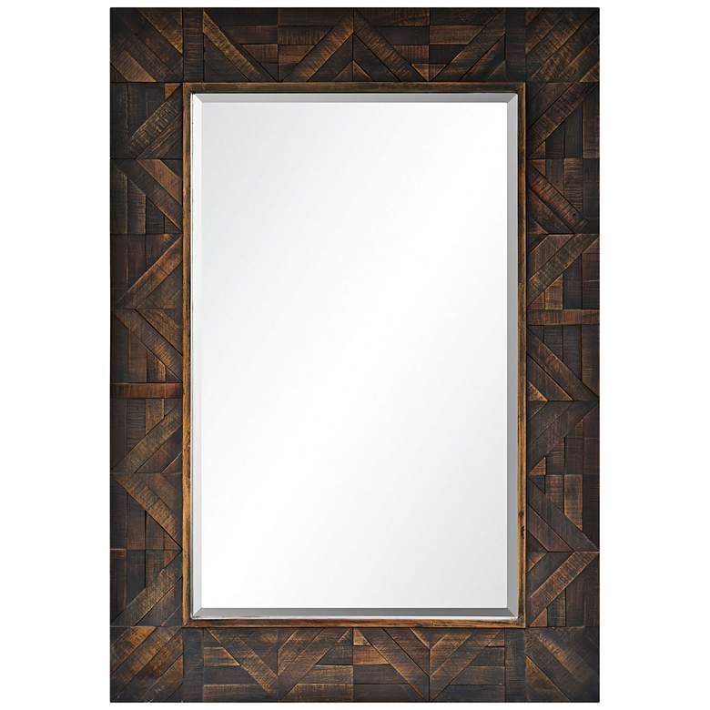 Image 2 Maila Dark Brown Wood 30" x 42" Rectangular Wall Mirror