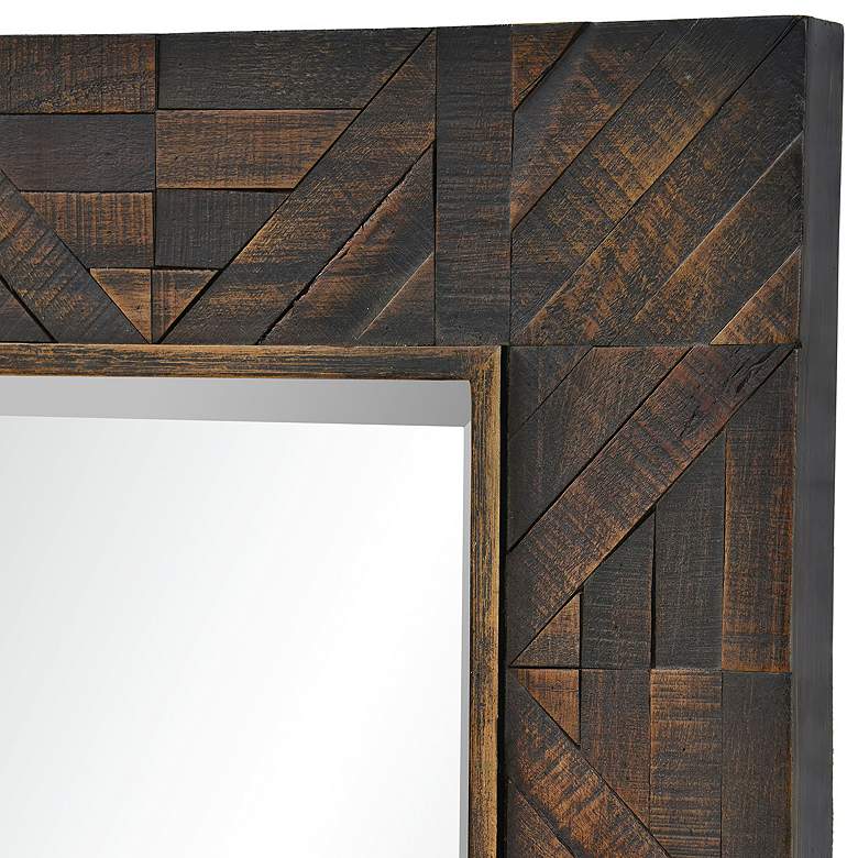 Image 4 Maila Dark Brown Wood 30 inch x 42 inch Rectangular Wall Mirror more views