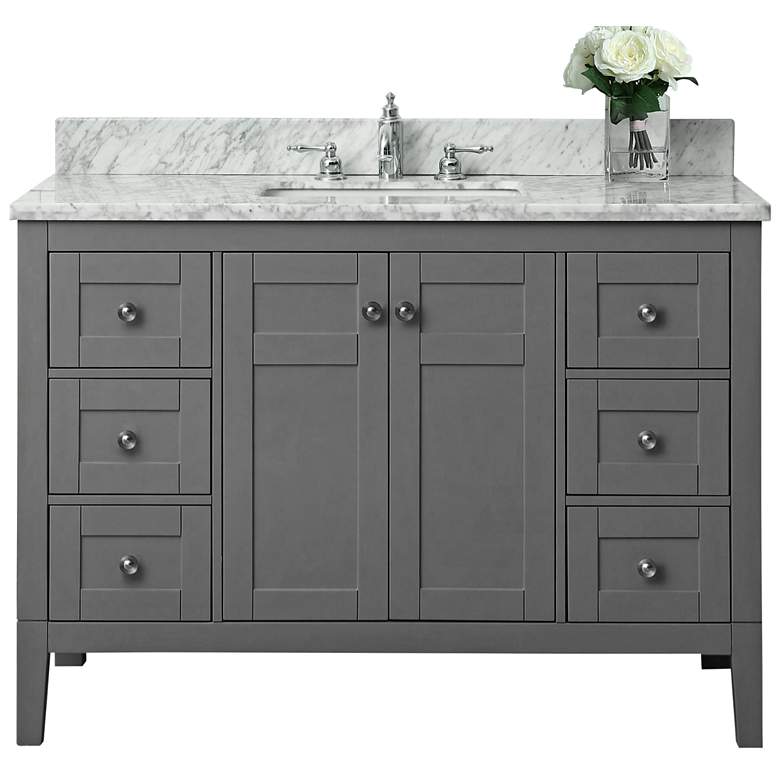 Image 1 Maili Sapphire Gray 48 inch Italian Marble Single Sink Vanity
