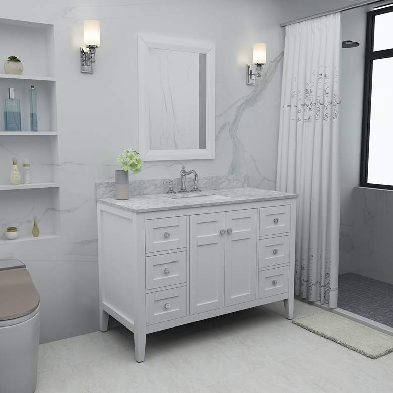 Image 1 Maili White 48" Italian Marble Single Sink Vanity