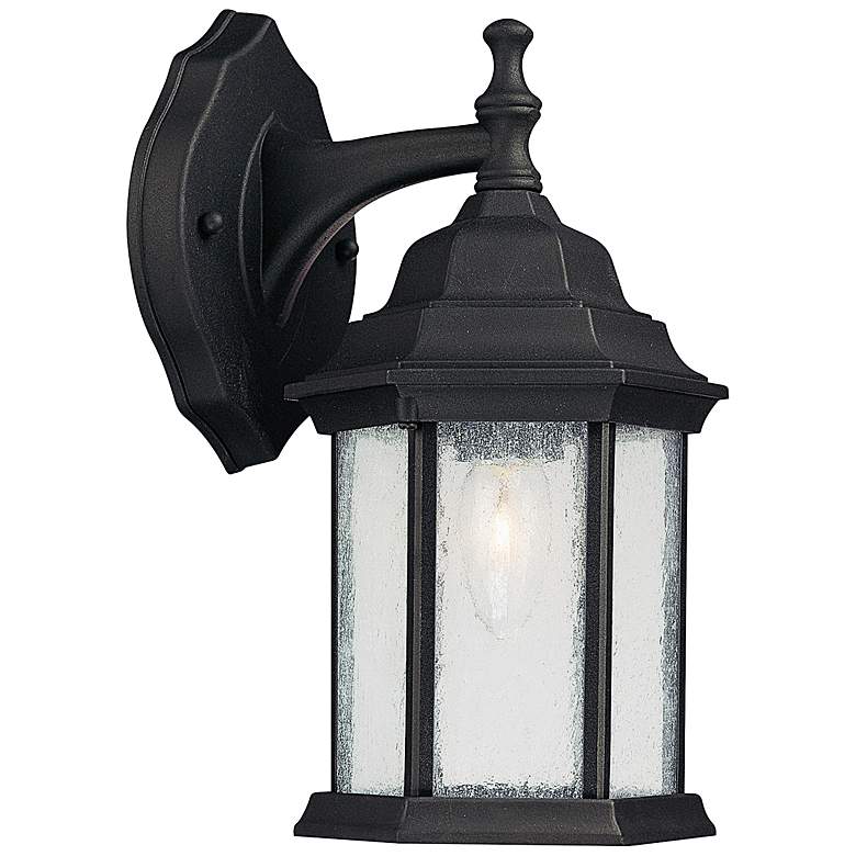 Image 1 Main Street 12 inch High Black Metal Outdoor Lantern Wall Light