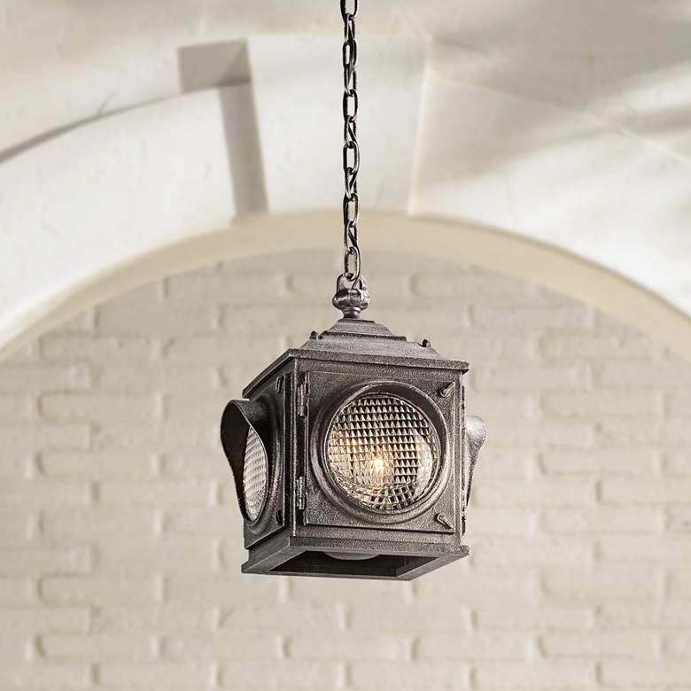Image 1 Main Street 13 1/4 inchH Vintage Pewter Outdoor Hanging Light