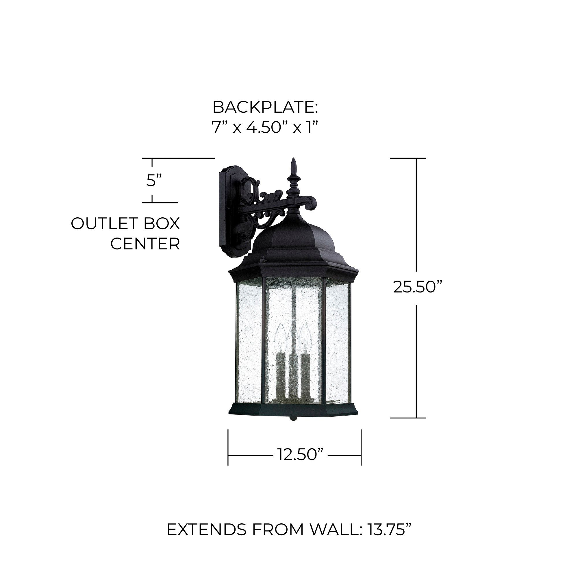 Image 2 Main Street 25 1/2"H Black 3-Light Outdoor Wall Light more views