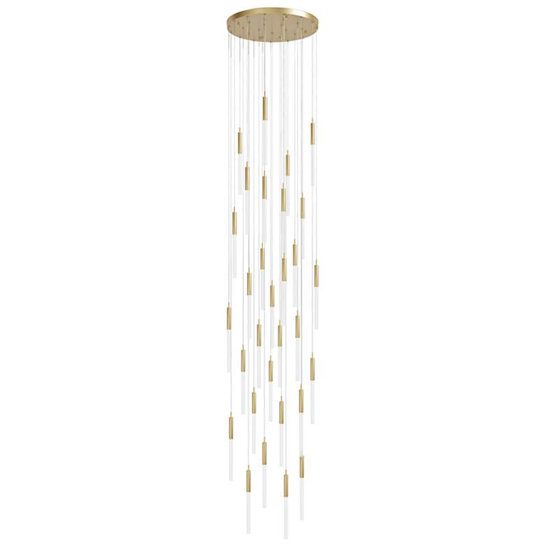 Image 1 Main Street 30" Wide Brushed Brass Multi-Light LED Pendant