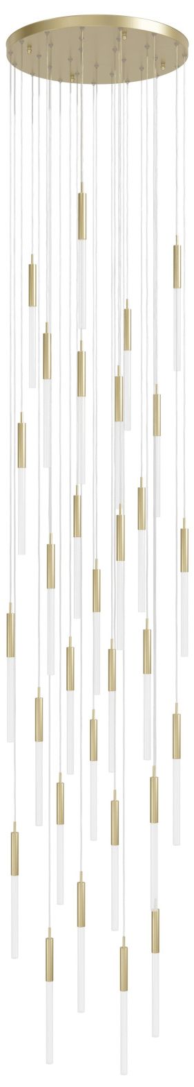 Main Street 31-Light 30"W Chandelier in Brushed Brass/Frost Glass