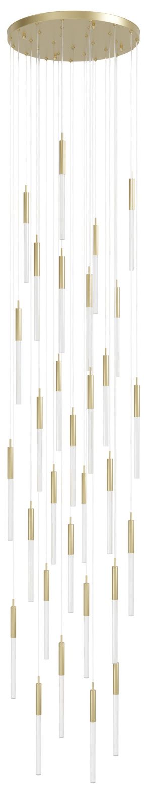 Main Street 31-Light 30"W Pendant in Brushed Brass/Snow