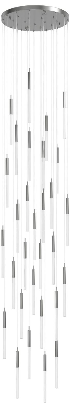 Main Street 31-Lt 30"W Chandelier Polished Nickel/Snow Crystals