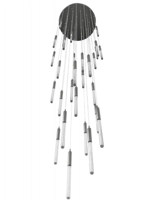 Image 2 Main Street 31-Lt 30"W Chandelier Polished Nickel/Snow Crystals more views