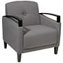 Main Street Woven Charcoal Button-Tufted Armchair