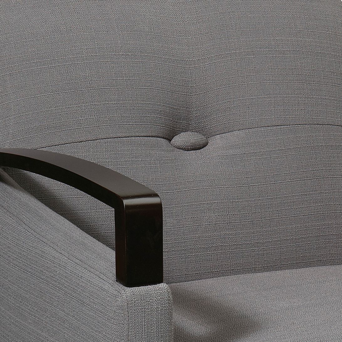Image 2 Main Street Woven Charcoal Button-Tufted Armchair more views