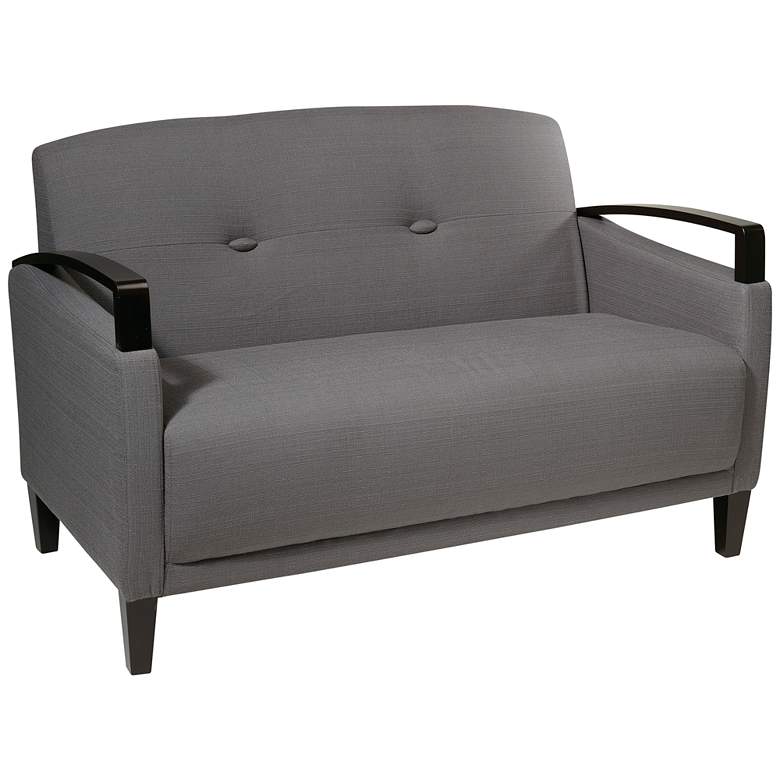 Image 1 Main Street Woven Charcoal Button-Tufted Loveseat