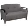 Main Street Woven Charcoal Button-Tufted Loveseat