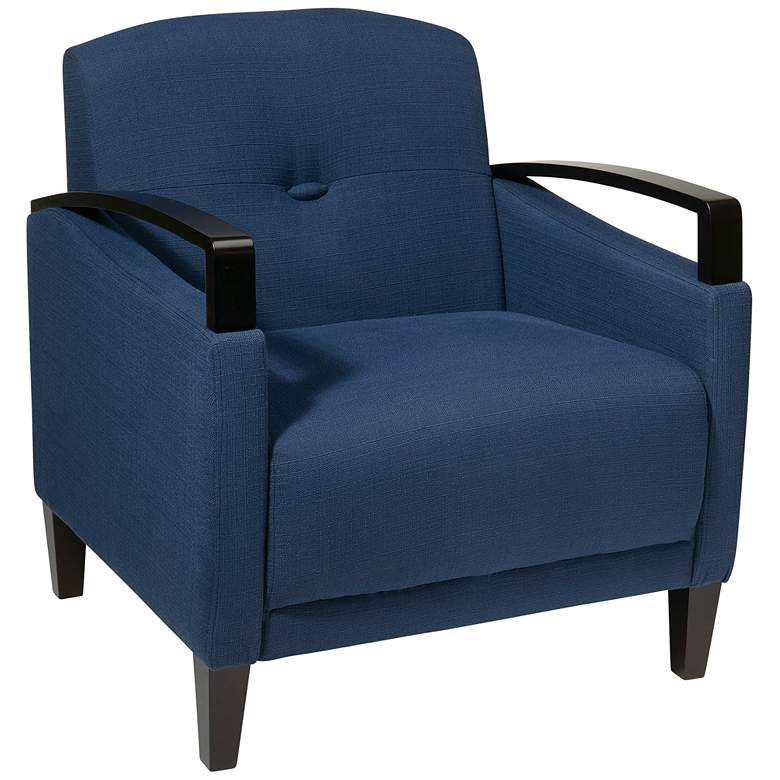 Image 1 Main Street Woven Indigo Blue Button-Tufted Armchair