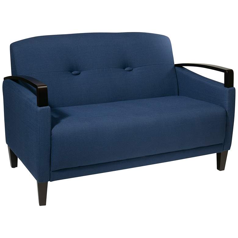 Image 1 Main Street Woven Indigo Button-Tufted Loveseat