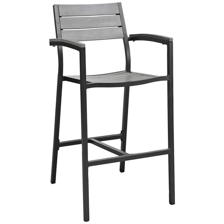 Image 1 Maine 29" Brown and Gray Outdoor Patio Barstool