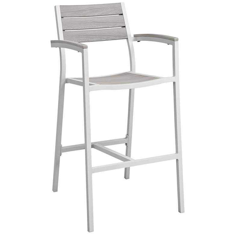 Image 1 Maine 29 inch White Light and Gray Outdoor Patio Barstool