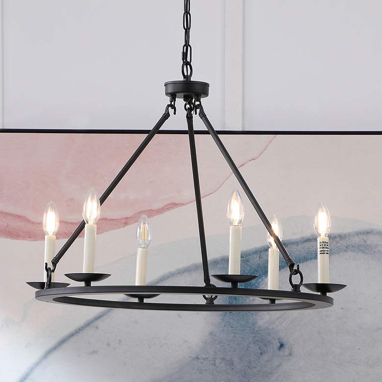Image 1 Maine 6 Lt Black Chandelier