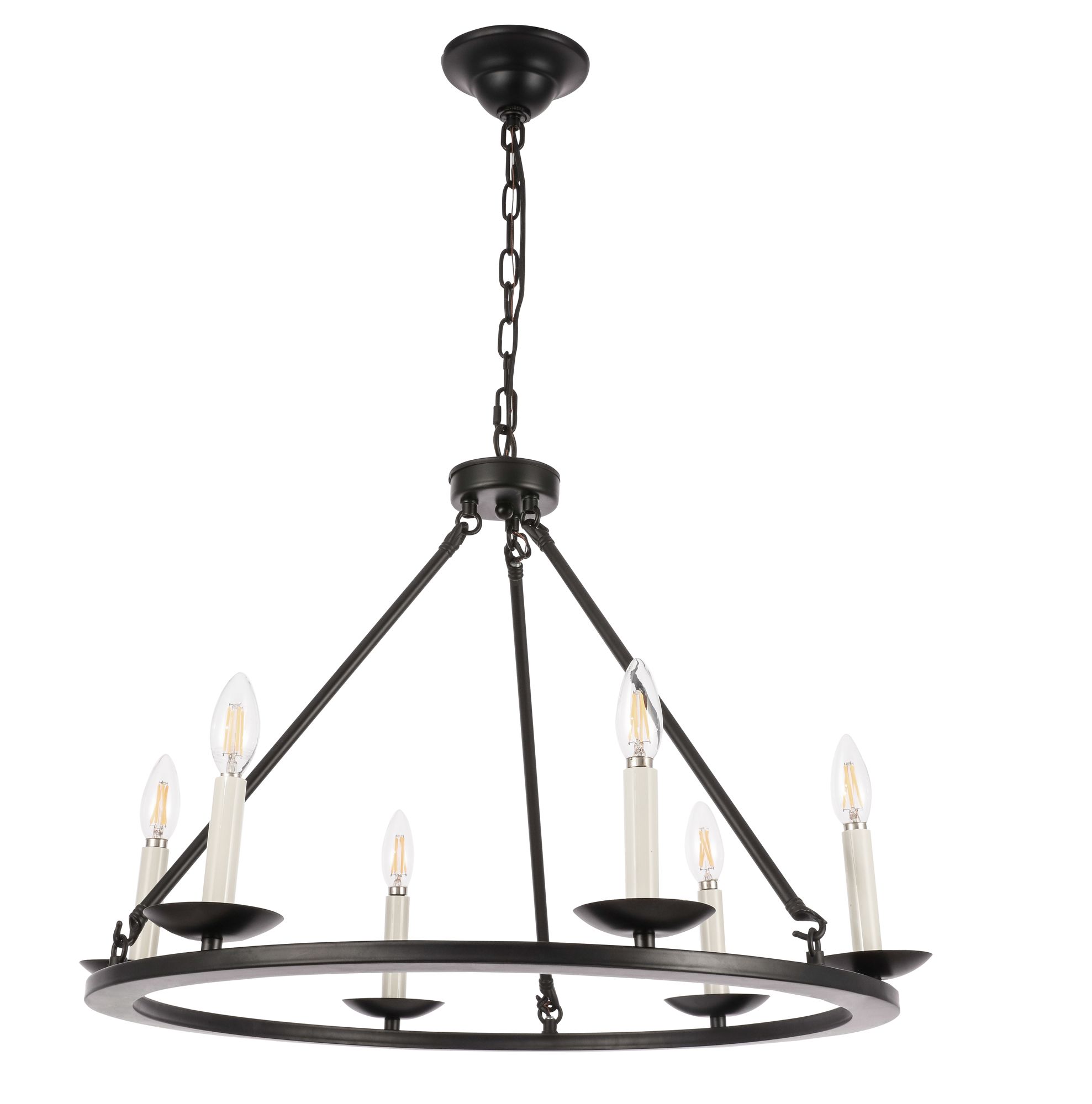 Maine 6 Lt Black Chandelier