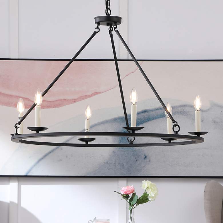 Image 1 Maine 6 Lt Black Chandelier