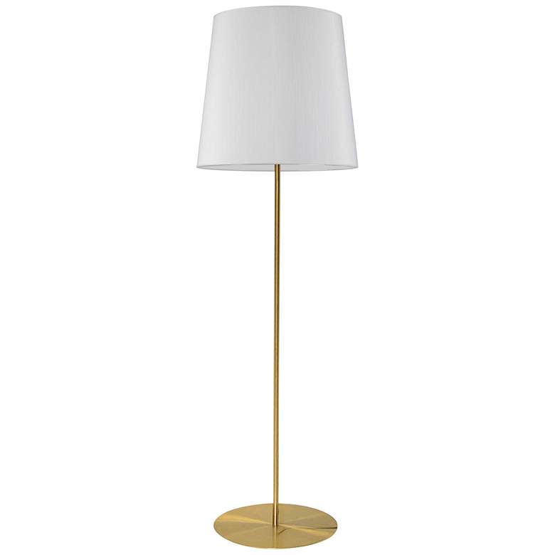 Image 2 Maine 68.5 inch High Aged Brass Floor Lamp With White Tapered Drum Shade