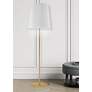 Maine 68.5" High Aged Brass Floor Lamp With White Tapered Drum Shade