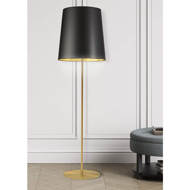 Image 1 Maine 68.5 inch High Floor Lamp With Black And Gold Tapered Drum Shade