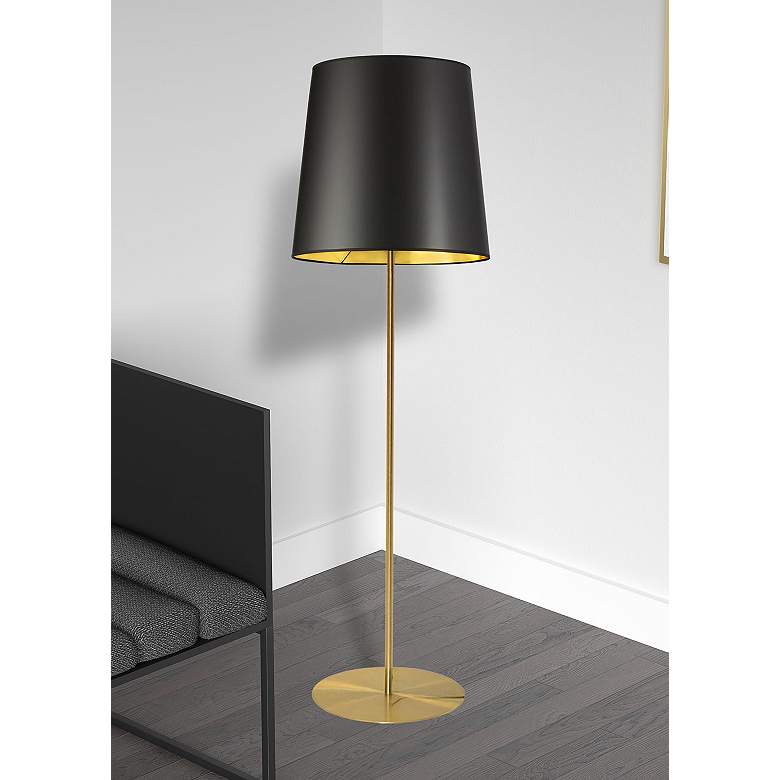Image 1 Maine 68.5" High Floor Lamp With Black And Gold Tapered Drum Shade