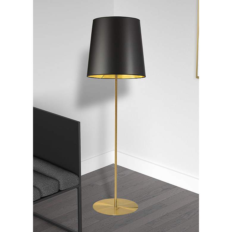 Image 1 Maine 68.5 inch High Floor Lamp With Black And Gold Tapered Drum Shade