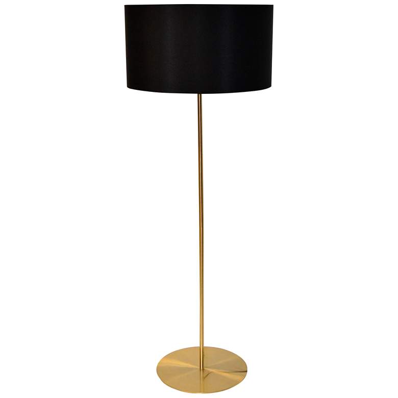 Image 1 Maine Aged Brass Floor Lamp with Black Shade