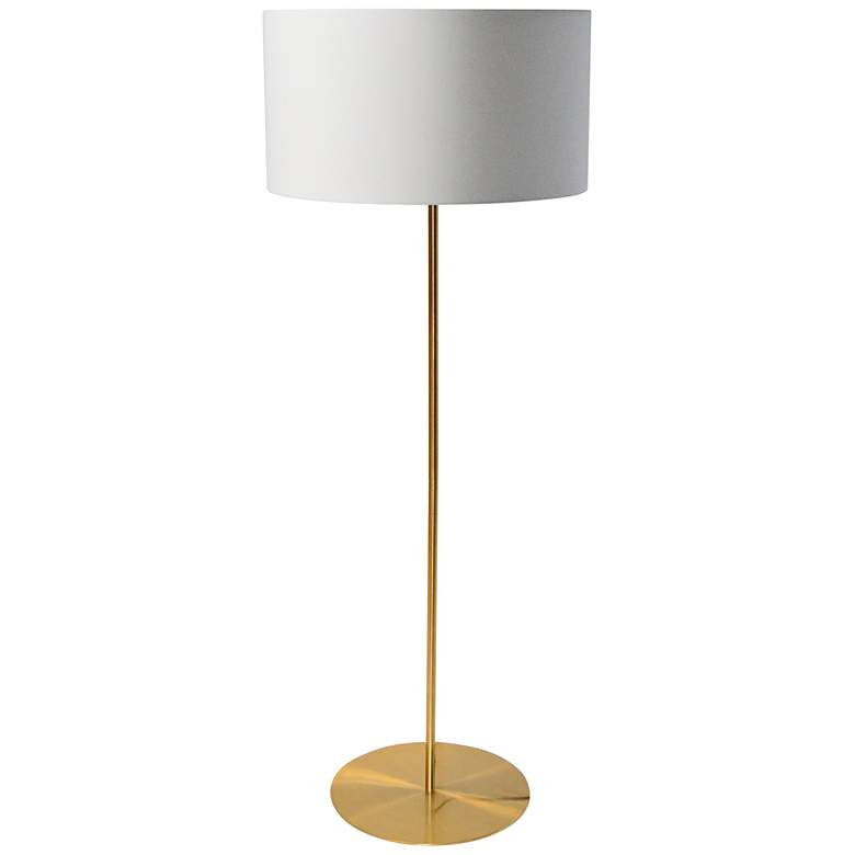 Image 1 Maine Aged Brass Floor Lamp with White Shade