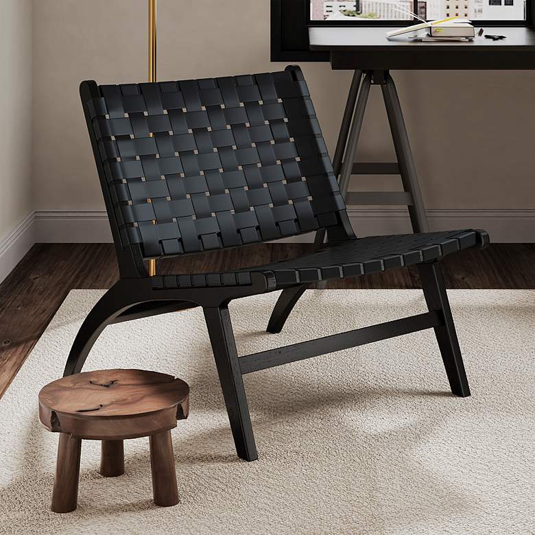 Image 1 Maintenon Black Faux Leather Accent Chair