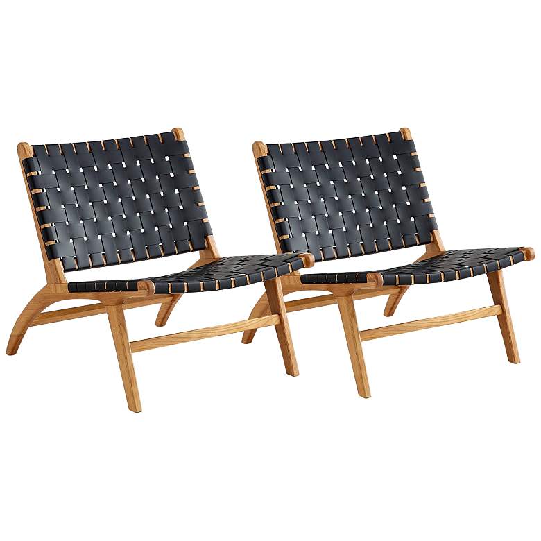 Image 2 Maintenon Black Faux Leather Nature Accent Chairs Set of 2
