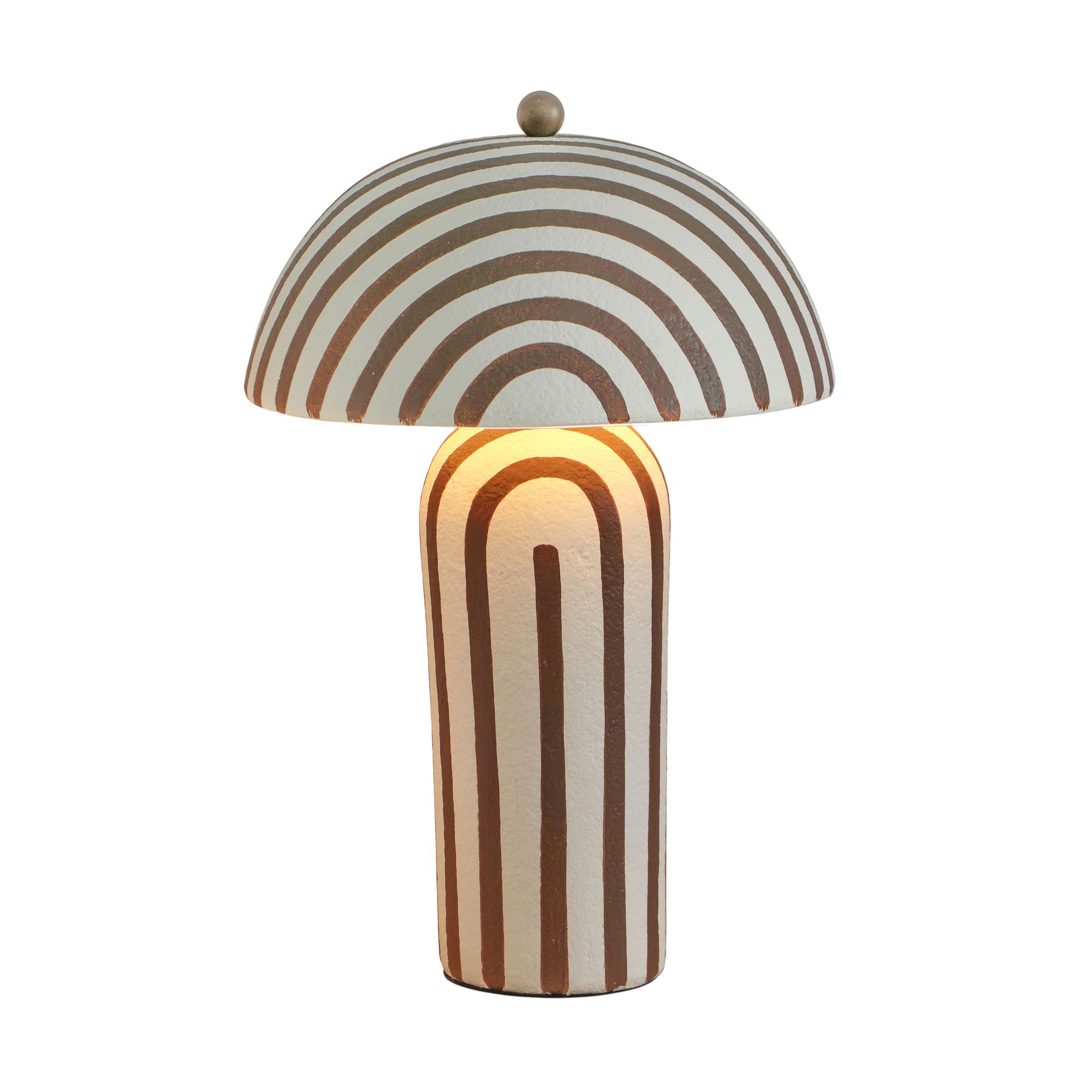 Image 2 Maiori Chocolate Brown Striped Papier Mache Table Lamp more views