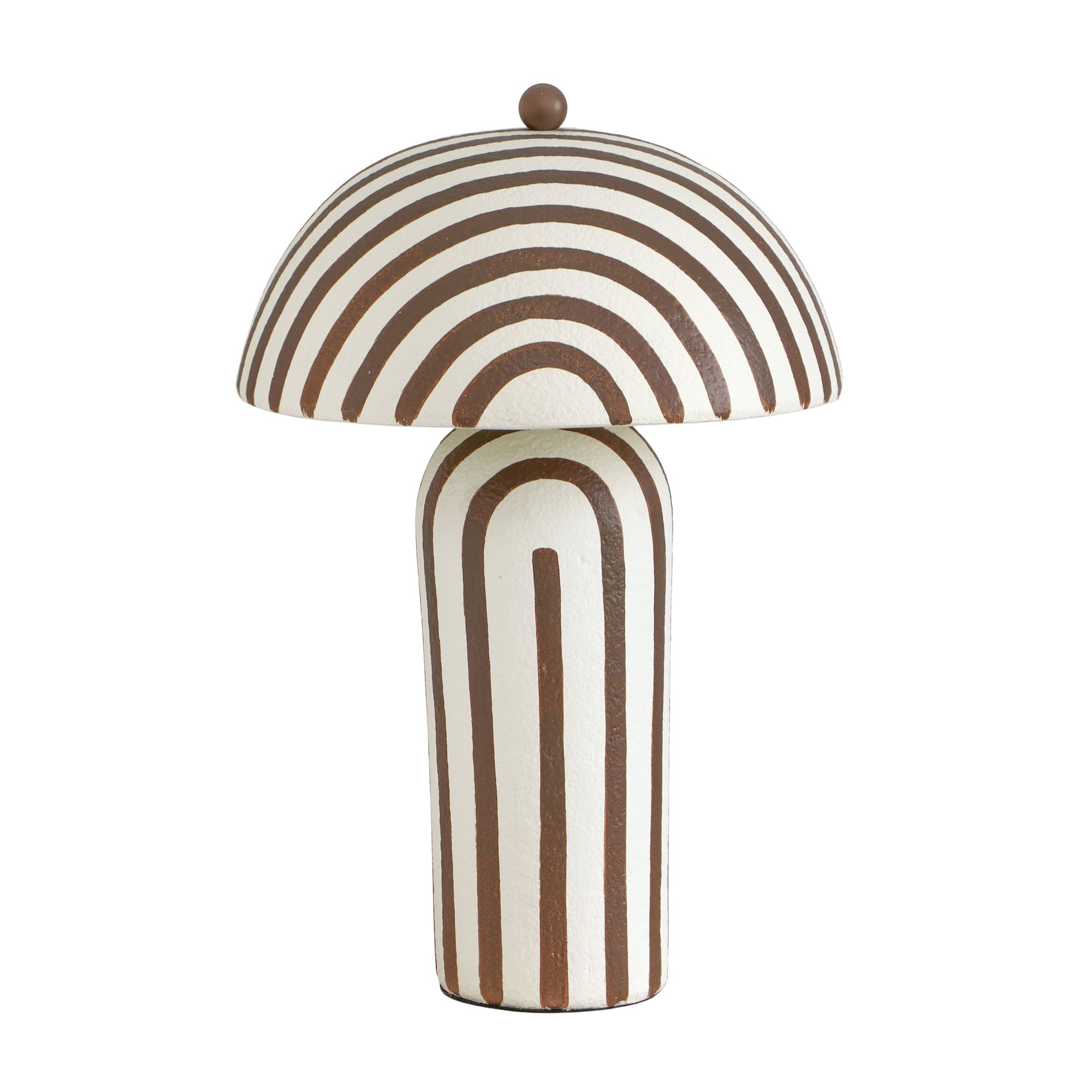 Image 4 Maiori Chocolate Brown Striped Papier Mache Table Lamp more views