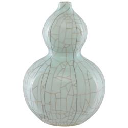 Maiping Celadon Crackle 13&quot; High Double Gourd Porcelain Vase