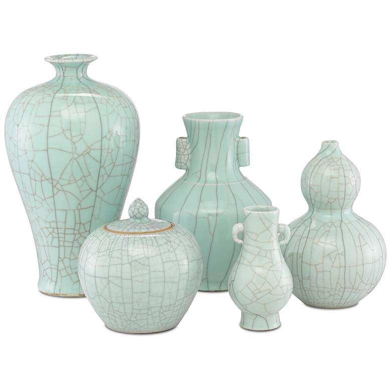 Image 3 Maiping Celadon Crackle 13" High Double Gourd Porcelain Vase more views