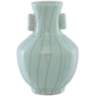 Maiping Celadon Crackle 14 1/2" High Porcelain Ear Vase