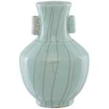 Maiping Celadon Crackle 14 1/2&quot; High Porcelain Ear Vase