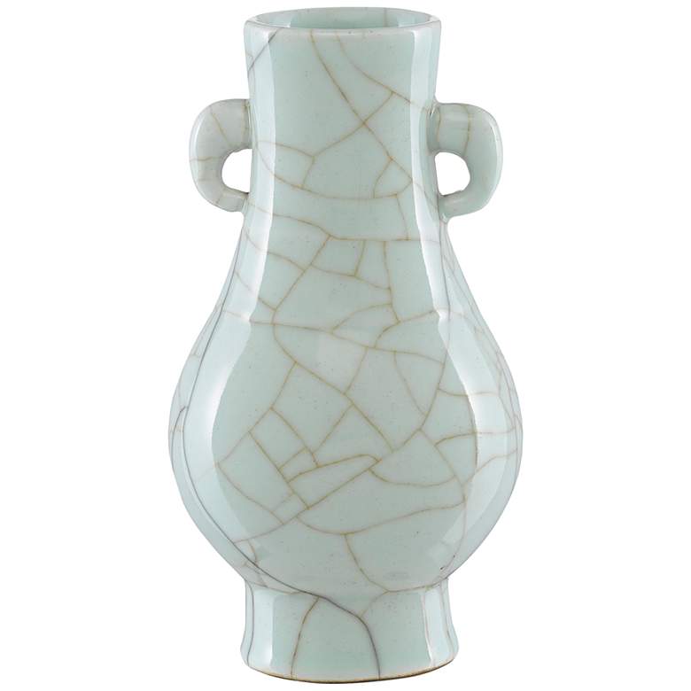 Image 1 Maiping Celadon Crackle 9 1/2" High Porcelain Ear Vase