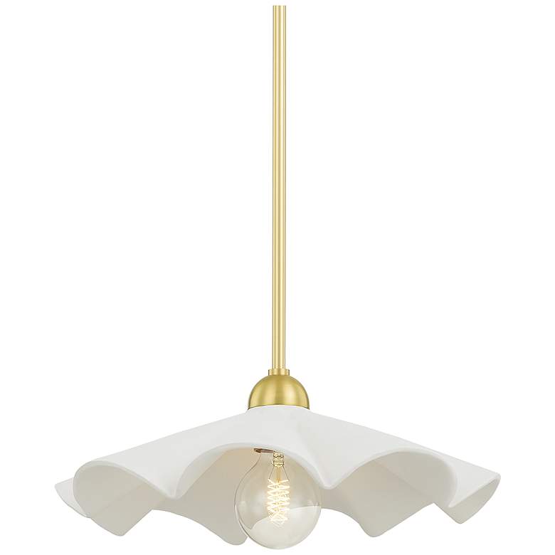 Image 2 Maisie 16" Wide Aged Brass and White Ceramic Pendant Light