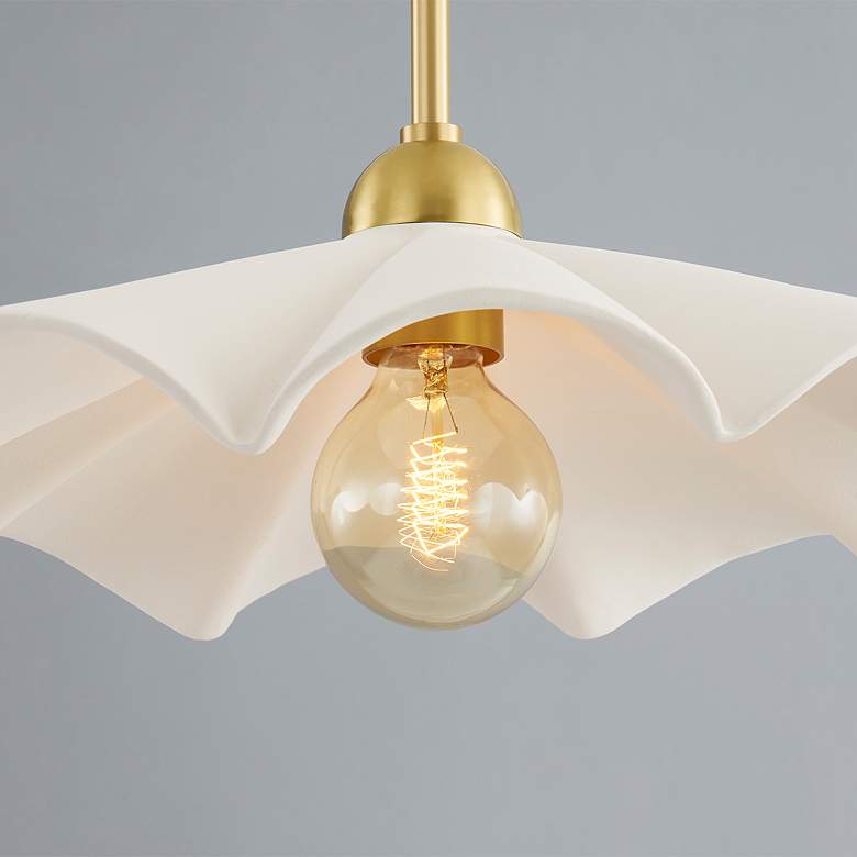 Image 6 Maisie 16" Wide Aged Brass and White Ceramic Pendant Light more views