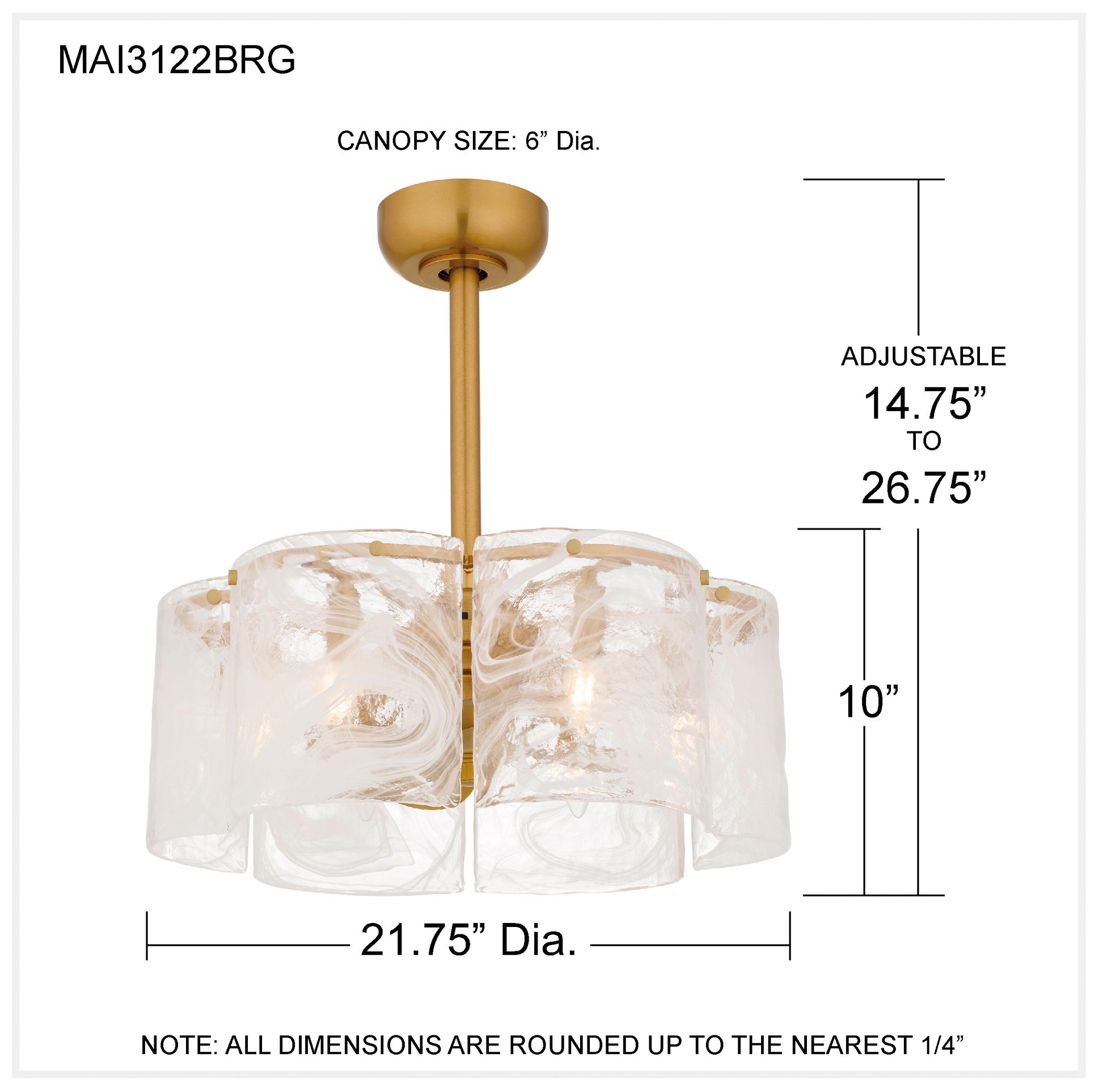 Maisie 6-Light Brushed Gold Ceiling Fan Light