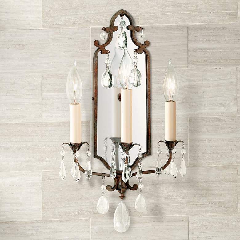 Image 1 Maison de Ville 18"H Crackle Bronze 3-Light Wall Sconce