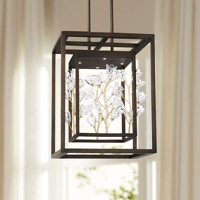 Image 1 Maison Des Fleurs 18 1/4" Wide Bronze 4-Light LED Pendant Light