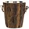 Maison Home Byram Polished Nickel and Brown Wood Ice Bucket